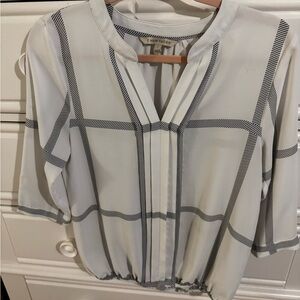 White & Black Windowpane Blouse